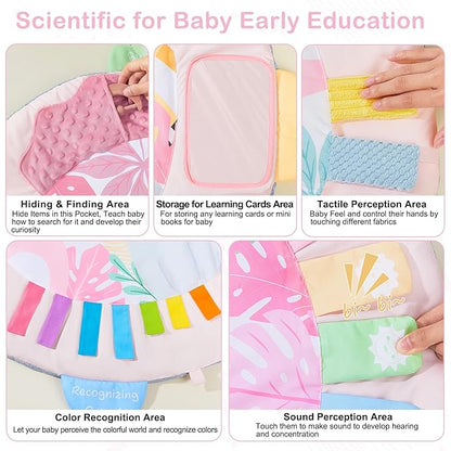 Baby Play Gym Mat Tummy Time Mat, Washable Baby Activity Play Mat for Sensory, Visual, Hearing, Touch Development, Baby Toys Shower Gift for Newborn