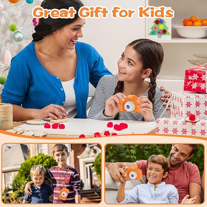 PROGRACE Orange Kids Camera, Birthday for Girls and Boys Ages 3-12, HD Digital Video Camera for Toddlers, IPS HD Screen, Portable Toy with 32GB SD Card