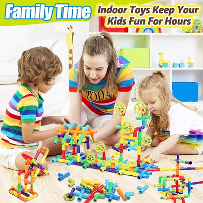 EP EXERCISE N PLAY 250PCS STEM Pipe Tube Learning Toy for Toddlers Kids | Stem Bins for Classroom Preschool | Interactive Educational Autistic Toy Constructions Kit Ideal for Birthday Gift