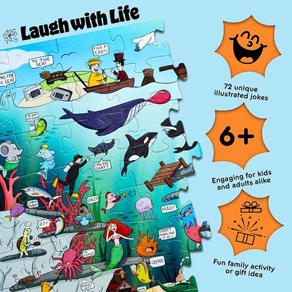 Under The Sea Joke Puzzle – 72pcs Underwater-Themed Kids Puzzle, Festive Extra Large Floor Puzzles for Kids Ages 5+, Fun Childrens Puzzles & Toddler Educational Toys in 24" x 36" Size