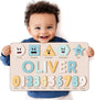 Custom Handmade Name Puzzle with Shapes, Numbers and Names, Personalized Birthday Gift for Kids, Christmas Gifts for Toddlers, Unique New Baby Gift, Wooden Montessori Toy