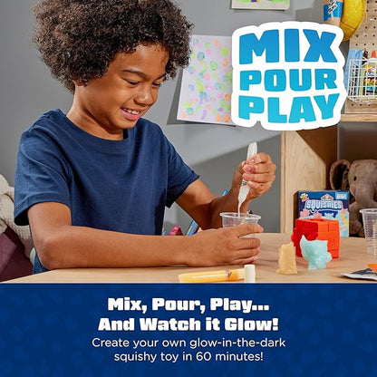Elmer's Squishies Activity Kit Glow in the Dark | DIY Toy Creation | Mystery Characters | Ages 6+ | Creates 2 Characters, Pack of 4