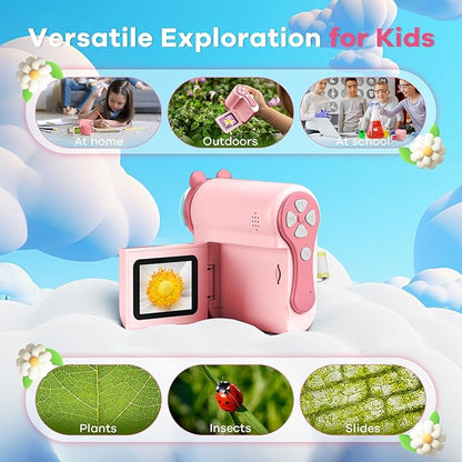 HP60 IPS Microscope for Kids: [Auto On & Off] [3-in-1] 2" Portable Handheld Microscope Miniscope, Pocket Mini Scope Educational Science Kit, Christmas Birthday Gifts for Kids, PC View, Pink
