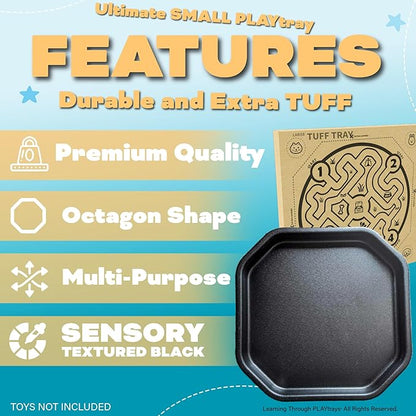 Tuff Tray (Small Black), Sensory Tray with Textured Surface, Sand and Water Table, Sensory Bin – Sensory Play for Toddlers and Kids