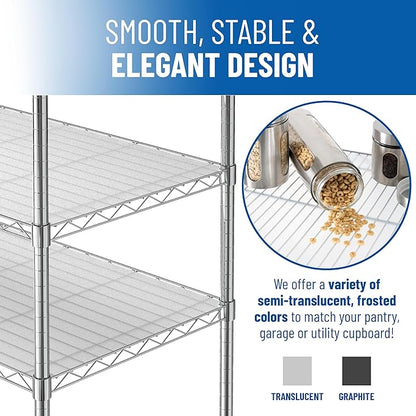 Sterling Shelf Liners Wire Rack Covers: Plastic Shelf Liner Cover for Wire Shelving: Cover Mats for Shelves in Pantry, Closet, and More: 18x48 Inch: Graphite, Set of 4