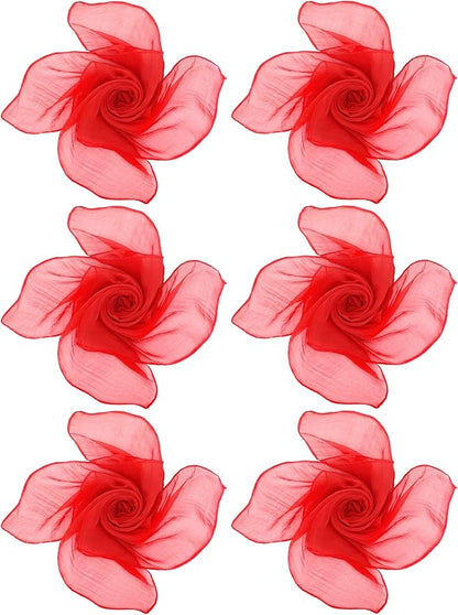 Boao 6 Pieces Chiffon Scarf 1950s Square Neck Head Scarfs Vintage Soft Polyester for Women Lady