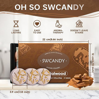 Aromatherapy Shower Steamers Birthday Day Gifts Sandalwood - Swcandy 8 Pcs Bath Bombs Birthday Gifts for Women, Shower Bombs with Essential Oils, Relaxation Home SPA for Women Who Has Everything