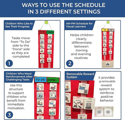 Visual Schedule for Kids – 133 Durable Plastic Picture Cards with Soft Loop Coins | Daily Routine & Chore Reward Chart for Home, School, Autism, ADHD & Special Needs Behavior Support