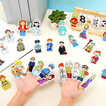28 Pcs Community Helpers Finger Puppets Pretend Play Toys, People Finger Puppets Professions Multicultural Career Toy Soft Velvet Community Helper Pretend Doll for School Class Prizes Birthday Gift
