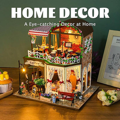 Flever DIY Miniature House Kit, Tiny Home Kit with LED Light, Mini House Build Craft Kits for Adults and Teens, Home Decor Creative Gift for Family/Friends (Raya's Time)