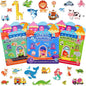 ASTARON 3 Pack Reusable Sticker Books for Kids, Cute Waterproof Dinosaurs Animals Vehicles Stickers, Portable Travel Toys and Educational Sensory Learning Toys (3-6 Age)