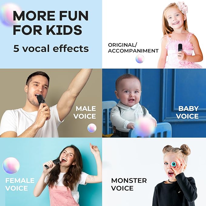 Mini Karaoke Machine with 2 Wireless Microphones, TOP Kids Gifts for Girls Ages 3, 4, 5, 6, 7, 8, 9,10,11,12 +Year Old, 4-12 Years Old Birthday Toy Gift for Girls Boys Party (Black Green)