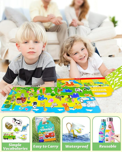 Reusable Sticker Book for Toddlers 2-4 Years, Stickers for Kids, Toddler Sticker Book Ages 1-3, Toddler Craft Activities, Toddlers Travel Toys Ages 2+ Boy Girl Birthday Gifts