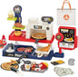 deAO Pretend Play Store Pizza Play Set for Kids, Realistic Pizza Pie Pretend Play Food,Slice and Serve Plastic Kitchen Cooking and Cutting Playset (Red)
