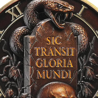 AtSKnSK Memento Mori Coin Momento Mori Coin Skull Coin Stoic Gifts Memento Mori Calendar Living Memento Mori Amor Fati Coin (Gravestone Skull Snake)