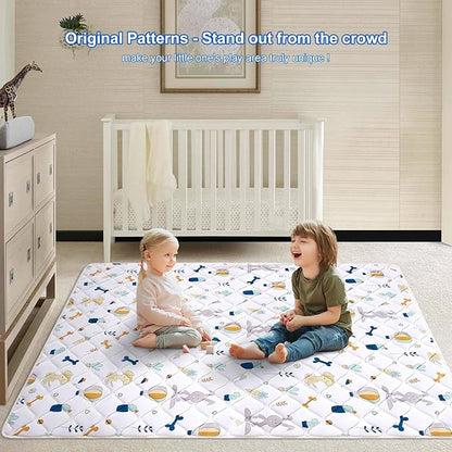 Premium Foam Baby Play Mat 47" X 47", Thicken One-Piece Crawling Mat, Non-Slip Cushioned Baby Playmats for Infants, Babies, Toddlers - Machine Washable for Easy Care