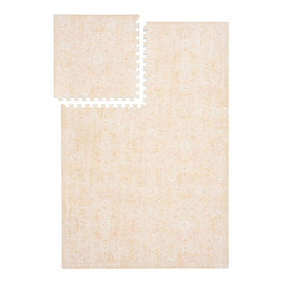 PopsyKosy Premium Exercise & Baby Foam Play Mats - Stylish & Large Non-Toxic Odorless Floor Mat - 6 Tiles - Spacious 6ft x 4ft - Peel-Resistant Reinforced - Soft Thick, Waterproof - Light Apricot