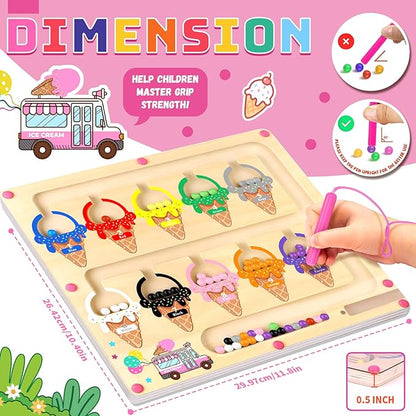 Montessori Magnetic Color and Number Maze Toy for Toddlers Fine Motor Skills Educational Play for Girls Ages 3 to 5 Birthday Gift Interactive Learning Magnetic Maze