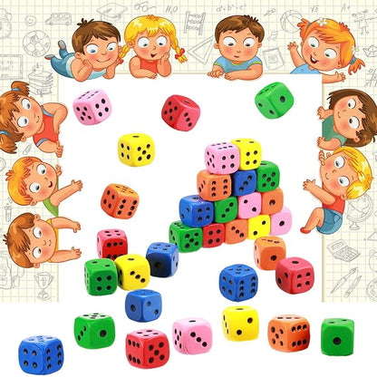 36 Pieces Foam Dice Colorful Cubes Block of Dice with Number Dots for Boy Girl Over 3+, Building, Educational Toys, Math Teaching, Pastime, Party Favors and Classroom Supplies