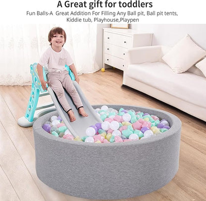 Ball Pit Balls Pack of 100 200 500 - Star and Round Set BPA Free Phthalate Free Non-Toxic Crush Proof Play Balls Soft Plastic Balls for Toddlers Baby Kids Birthday Pool Tent Party