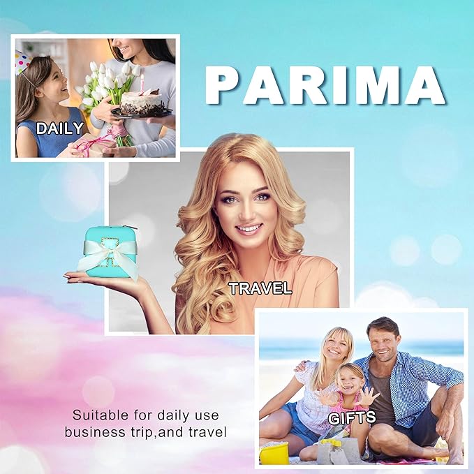 Parima Travel Jewelry Box for Girls Women, Jewelry Organizer Box | Personalized Jewelry Boxes for Women Girls Jewelry Box | Necklace Earrings Ring Box - Letter J, Aqua Blue