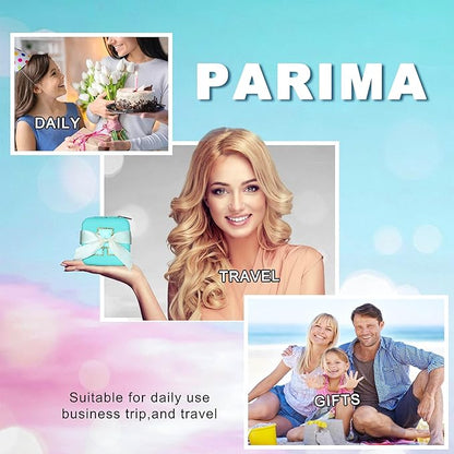 Parima Travel Essentials for Women Jewelry Box, Travel Accessories for Teen Girls Trendy Stuff | Necklace Organizer Earrings Organizer Ring Organizer - Letter C, Aqua Blue