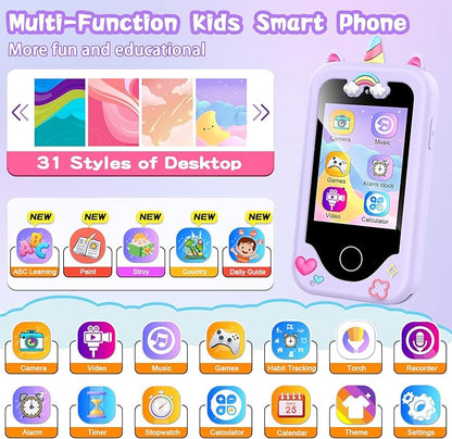 Kids Smart Phone Gifts Toys for Girls Boys Age 3-8,Toddler Learning Toys with Educational Games, 3 4 5 7 8 9 6 8 9 Year Old Girl Birthday Gift Ideas-Purple
