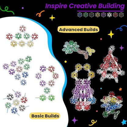 Translucent Snowflakes Interlocking Building Chips，360PCS Interlocking Discs, STEM Learning Construction Blocks Toys, Brain Development Playset for Girls and Boys Aged 4+