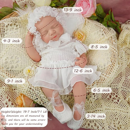 Full Silicone Reborn Baby Doll, 20 Inch Lifelike Newborn Girl, Reborn Baby Dolls Silicone Full Body Sleeping for Therapy & Memory Keepsake