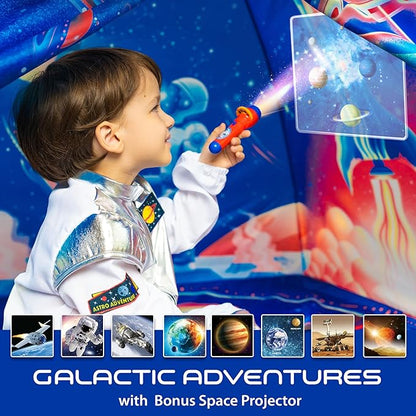 W&O Space Super Dome with Blast Off Button, Space Projector and LED Lights - Ultimate Rocket Play Tent for Kids Aged 3-12 - Perfect for Indoor & Outdoor Adventures