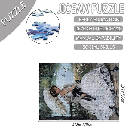 Woman with a Parasol Puzzles for Adults 1000 Piece Jigsaw Puzzles for Adult Victorian Impressionism Puzzles Elegant Lady Jigsaw Puzzles for Lovers Gifts European Noblewoman Jigsaw Puzzle for Adults