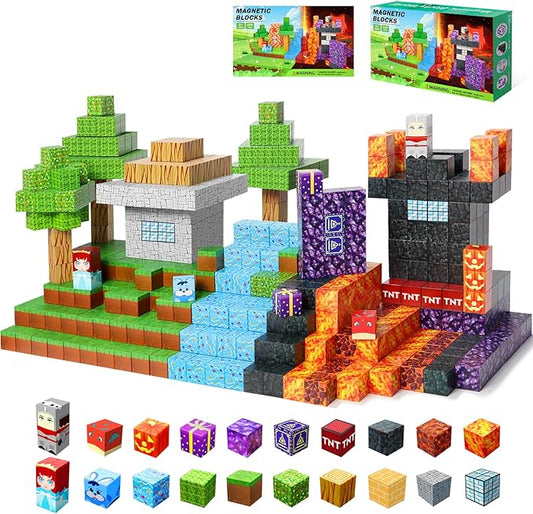 Magnetic Blocks, 1-inch Size Building Toys,Magnetic Cubes Building Blocks Toys for Halloween Christmas Birthday Gift - STEM Sensory Toys for 3+ Years Old Girl Boys
