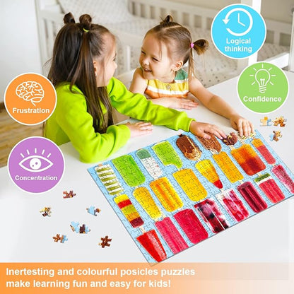 300 Piece Jigsaw Puzzles Popsicles and Macarons for Adults Teens and Kids Family Happy Gift Idea (Pack of 2) (Popsicle+Macaron)