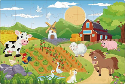 Farm Floor Puzzle for Kids 3-5: Educational Jigsaw Farm Scene - 48-Piece Large Puzzle 36 x 24 inches for Toddlers Learning Education Gift Family Activities