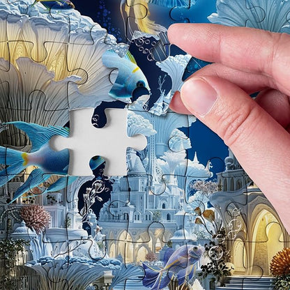 Magic Ocean Mushrooms Castle Puzzles for Adults 1000 Pieces Nature, Fantasy Fish Jellyfish Art Jigsaw Puzzles, Impossible Hard Challenging Puzzle