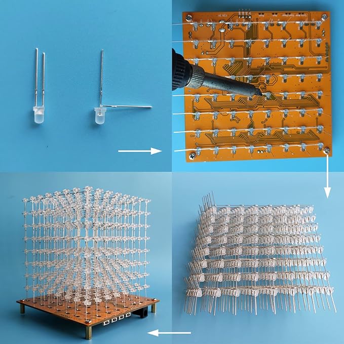 MINI 3D Led Cube DIY Electronics Kit Soldering Project Kit (3D8MINI-MULTI-KIT)