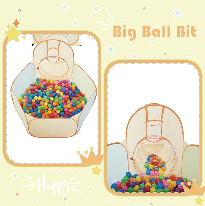 UTEX Kids Play Tent with Tunnel, 6 in 1 Pop Up Play Tent with Ball Pit, Play Crawl Tunnel for Toddler, Boys, Girls, Indoor& Outdoor Play House Target Game with 6 Dart Balls