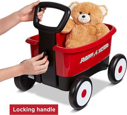 Baby Walker Wagon, Baby Toy Cart, Toddler Toys 1-2, Radio Flyer My 1st Wagon for Kids, with Teddy Bear, for Ages 1-4 Years, Red