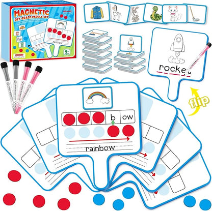 Aizweb Phonemic Awareness,Speech Therapy Magnetic Dry Erase Board Phonics Game, Elkonin Box Preschool Kindergarten Classroom Must Have,Letter Sound Science Reading Manipulative Homeschool Supplies