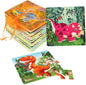 SANNIX 12 Pack Dinosaurs Animals Jigsaw Puzzles with 12 Organize Bags Wooden Dinosaurs Toddlers Puzzles for Kids Ages 3-6 Party Favors Educational Learning Travel Toys for Boys and Girls