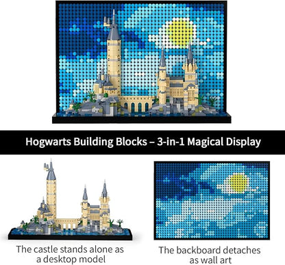 Micro Brick Magic Castle Building Set: 3D Wall Art | 2-in-1 Home Decor Model | Creative Castle & Painting Display | DIY Gift Idea Building Toy for Teens Ages 8+ Kids, Adults