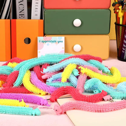 Chivao 50 Pack Bulk Stretchy String Fidget Toys Animal Sensory Toys for Kids and Adults Colorful Fidget Worm Stress Anxiety Relieve Party Favors Goodie Bag Fillers Birthday Gifts (Animal Style)