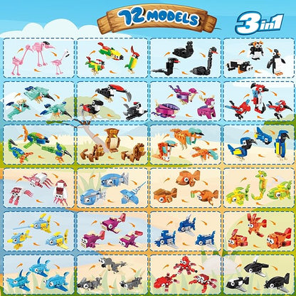 24 Pack Party Favors for Kids, Ocean Animals Building Block Sets, Small Building Bricks Toy for Goodie Bags Stuffer Classroom Prizes, Christmas Birthday Gift for Boys Girls Ages 6-12