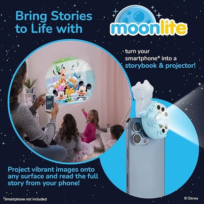 Moonlite Storytime Mini Projector with 4 Mickey Mouse and Friends Stories, A Magical Way to Read Together, Digital Storybooks, Fun Sound Effects, Learning Gifts for Kids Ages 1 and Up