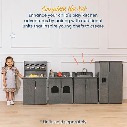 ECR4Kids Play Kitchen Sink, Wooden Playset, Grey Wash