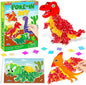 8PCS Poke-in Craft and Art Kit for Kids Dinosaur Theme No-Mess Fabric Sewing Art for Girls Boys 4-12 Fabric Puzzle Puncture Painting Dino Toy Gifts for Creative Activity Game Birthday Party