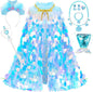 Princess Dress Up Toys Princess Dress Up Clothes Rainbow Mermaid Cape Kit 9 Pcs Gift Set for Little Girls 3-8 Years