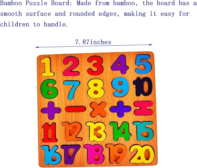 2PCS Wooden Alphabet & Number Puzzles for Toddlers – Educational Learning Toy (Choose from 3 Combinations) (Alphabet & Number)