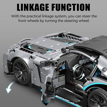 HIGH GODO Racing Car Building Kit for Adults,1:14 MOC Super Sports Car Building Blocks Construction Sets, Buildable Supercar Model for Kids Gift Giving or Collection(1466pcs)