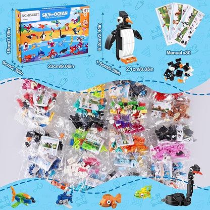 24 Pack Party Favors for Kids, Ocean Animals Building Block Sets, Small Building Bricks Toy for Goodie Bags Stuffer Classroom Prizes, Christmas Birthday Gift for Boys Girls Ages 6-12